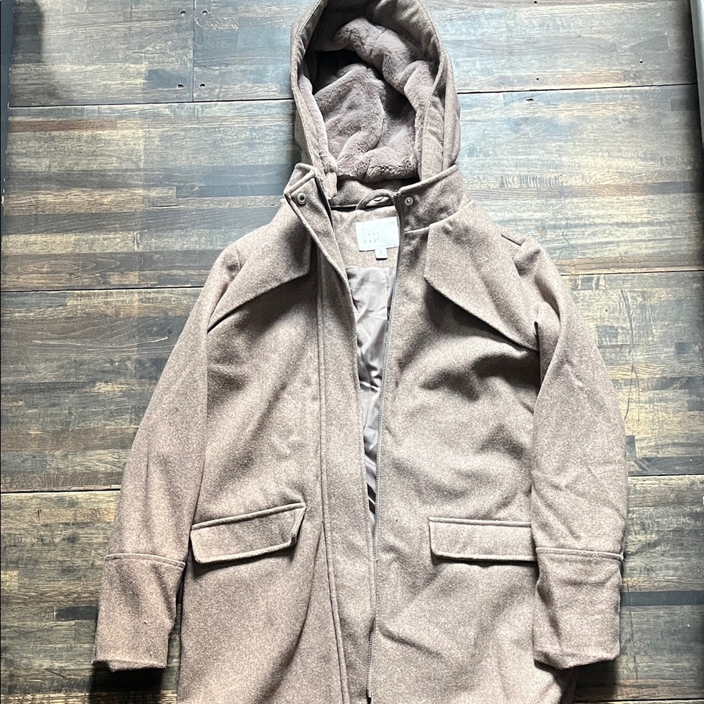 a new day Tan Hooded Trench Coat